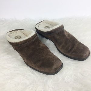 UGG 8.5 Brown Leather Mule Slide Slippers